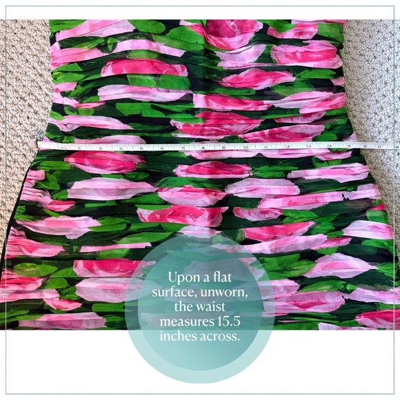 $3990 Carolina Herrera Gathered Floral Silk Strapless Runway Midi Dress - Picture 8 of 12